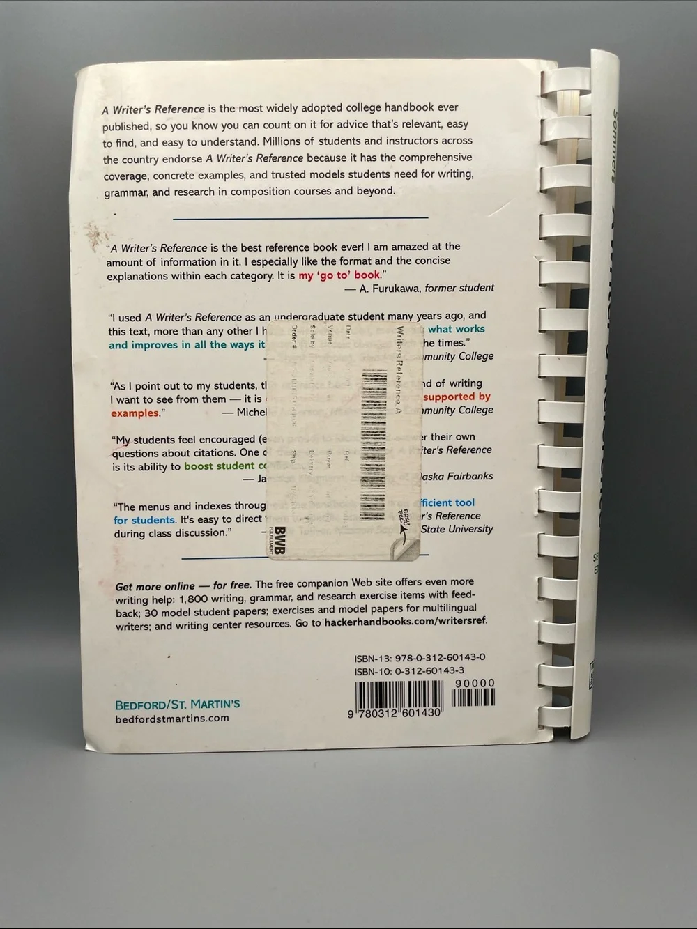 A Writer's Reference — Colorful Striped Cover (White)